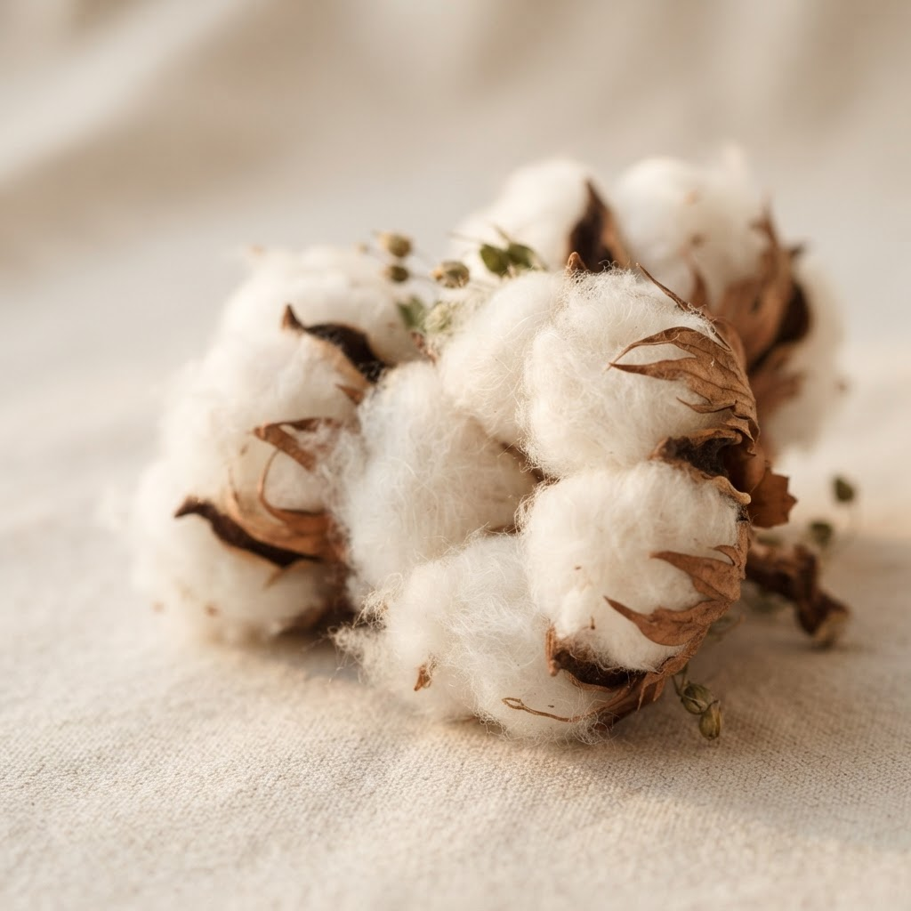 Raw cotton fibers