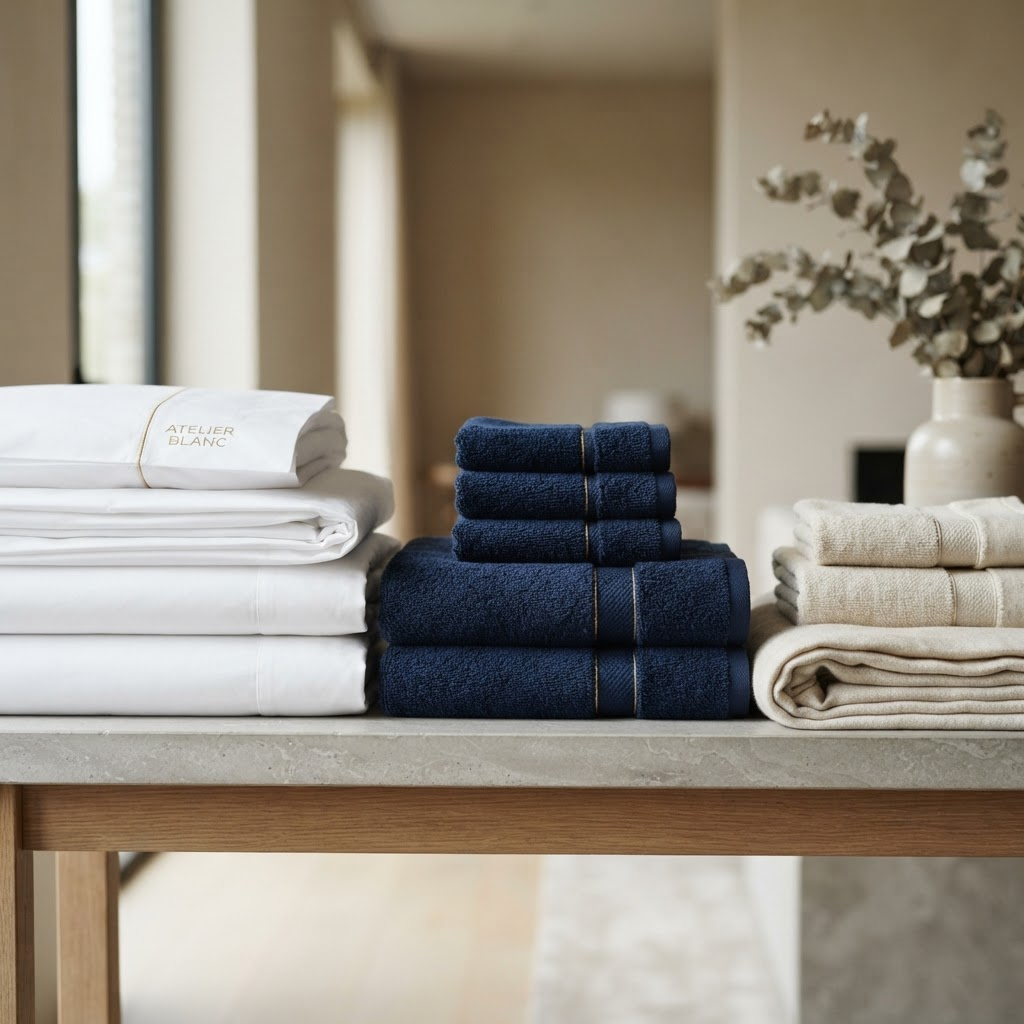 Premium folded towels and bed linen